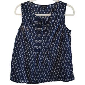 Talbots MP Lightweight Cotton Sleeveless Top Blouse Navy